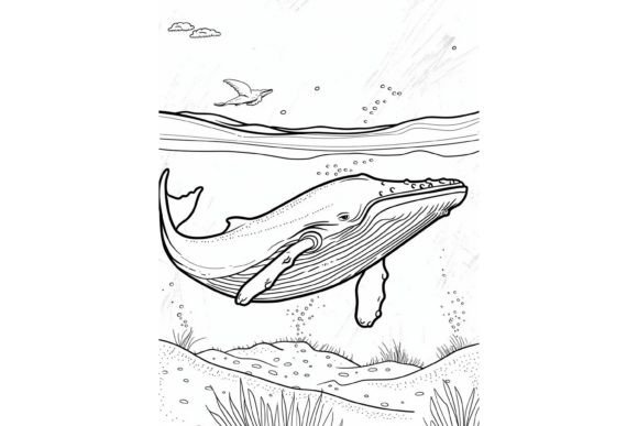 Whale Coloring Page for Adults