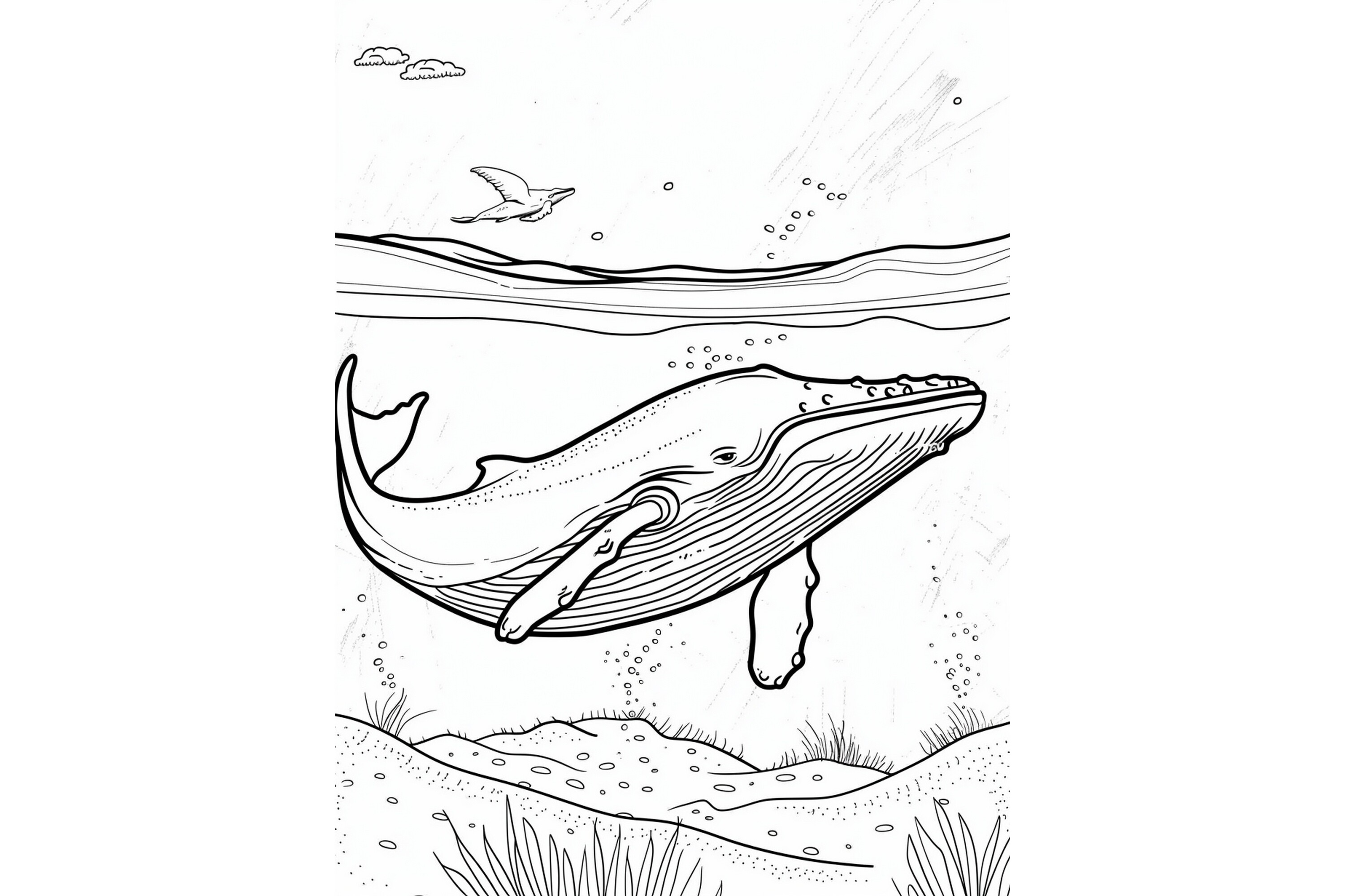 Whale Coloring Page for Adults