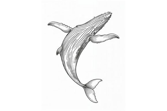 Whale Coloring Page for Adults