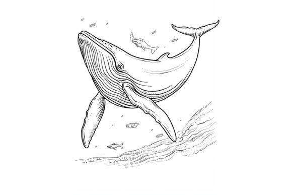 Whale Coloring Page for Adults