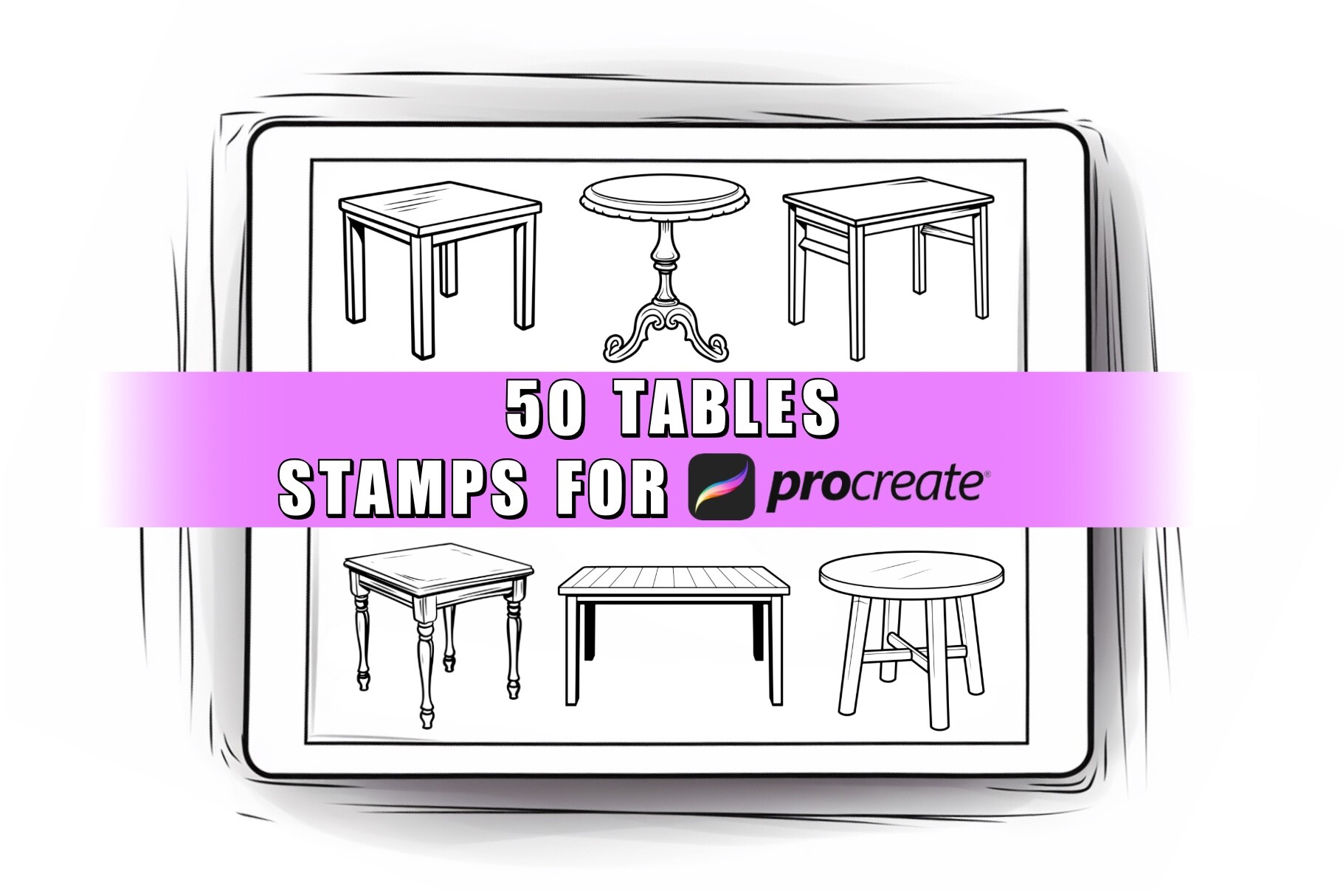 50 Table Procreate Stamps Brushes Graphic by ProcreateSale · Creative ...