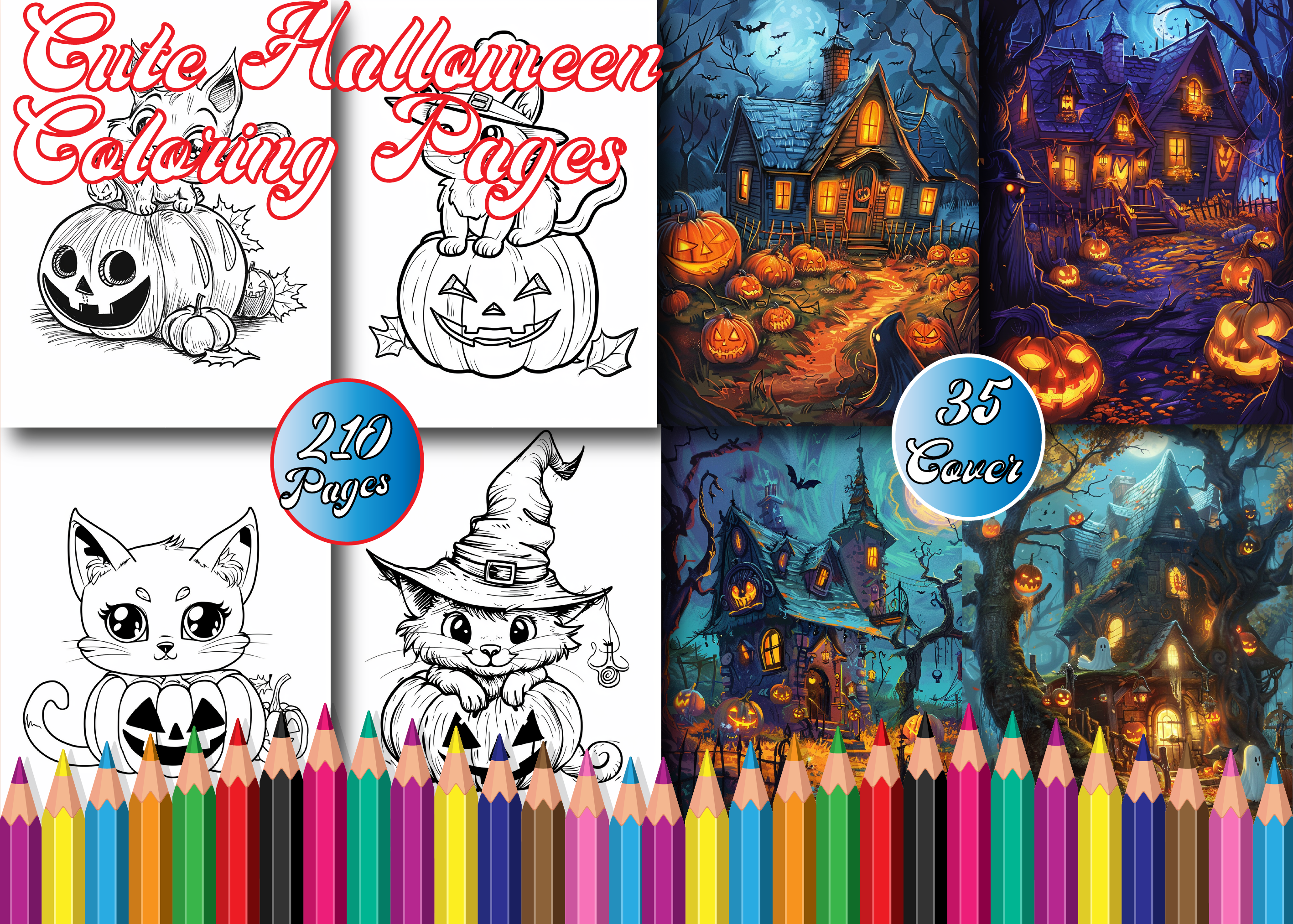 Cute Halloween Coloring Book for Kids Graphic by Printable Design Store ...