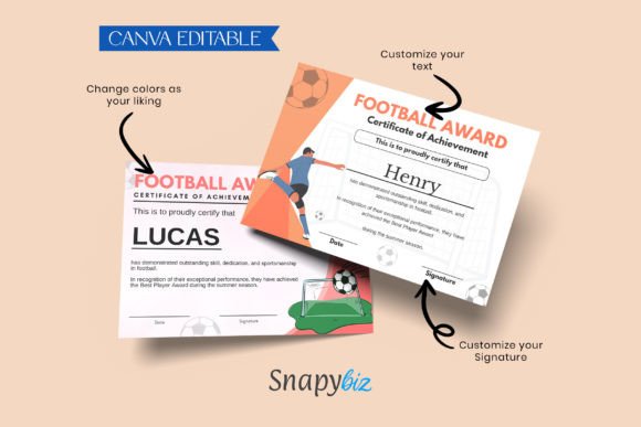 Football Award Certificates Editable