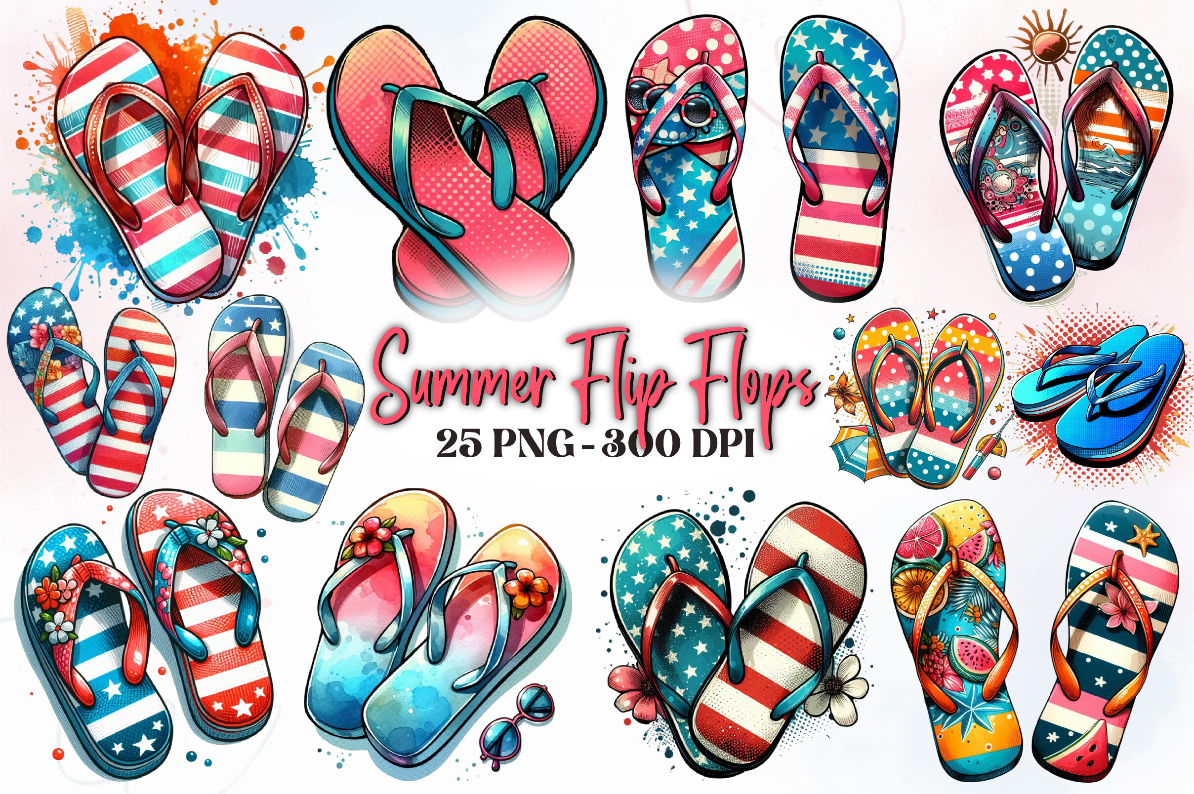 Summer Flip Flops Sublimation Clipart Graphic by RevolutionCraft ...