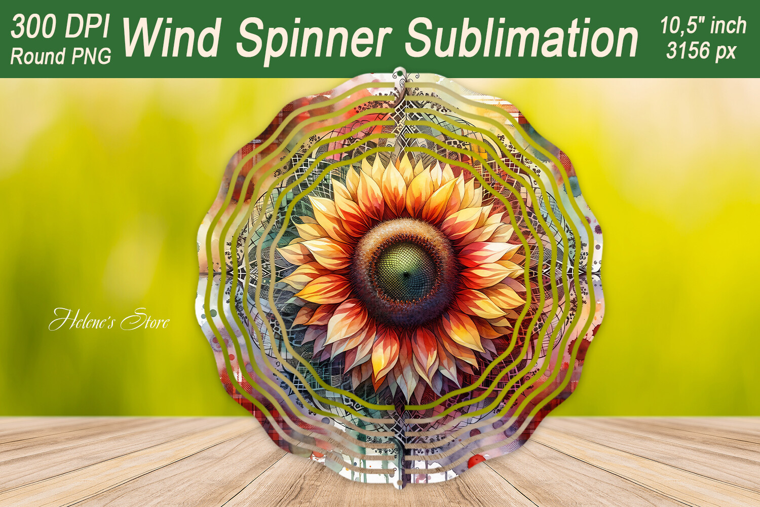 Sunflower Wind Spinner Sublimation PNG Graphic by Helene's store ...