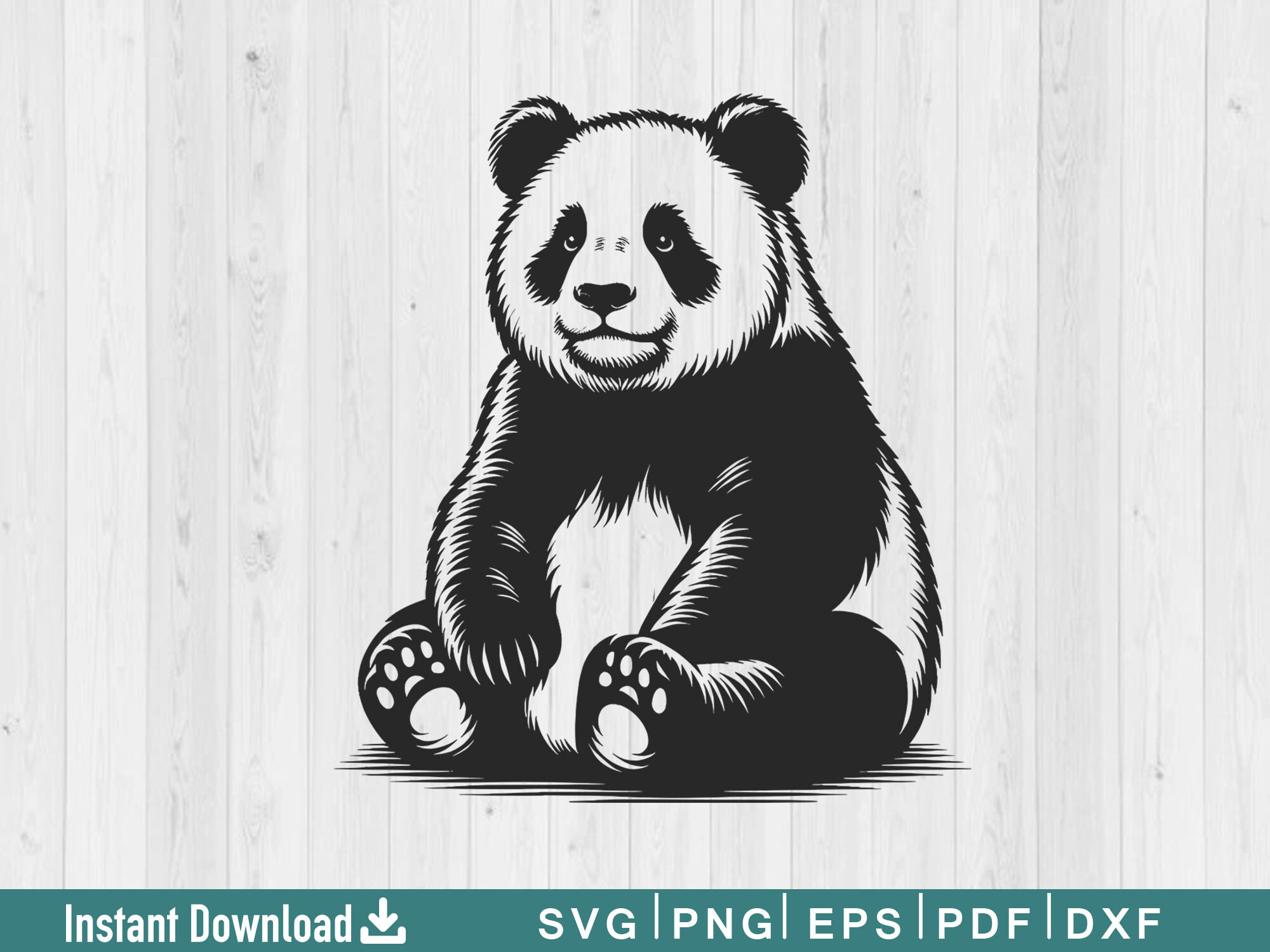 Funny Panda Svg Silhouette Vector File