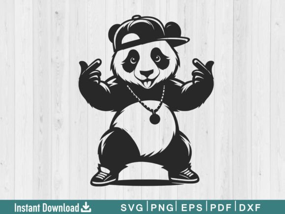 Funny Panda Svg Silhouette Vector File