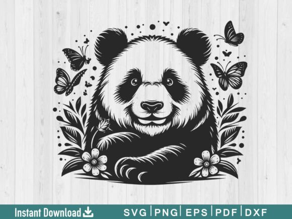 Funny Panda Svg Silhouette Vector File