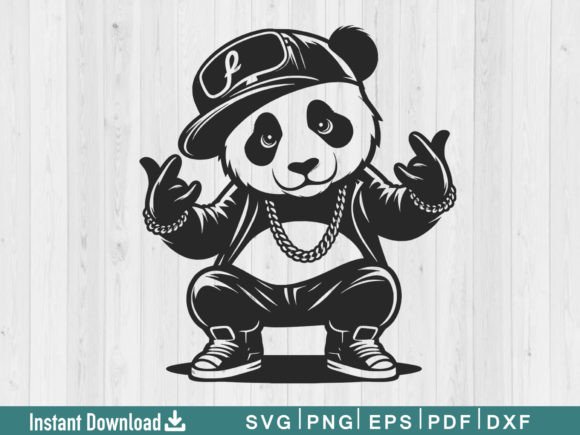 Funny Panda Svg Silhouette Vector File