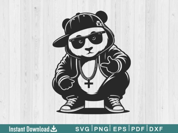 Hip Hop Panda Svg Silhouette Vector File