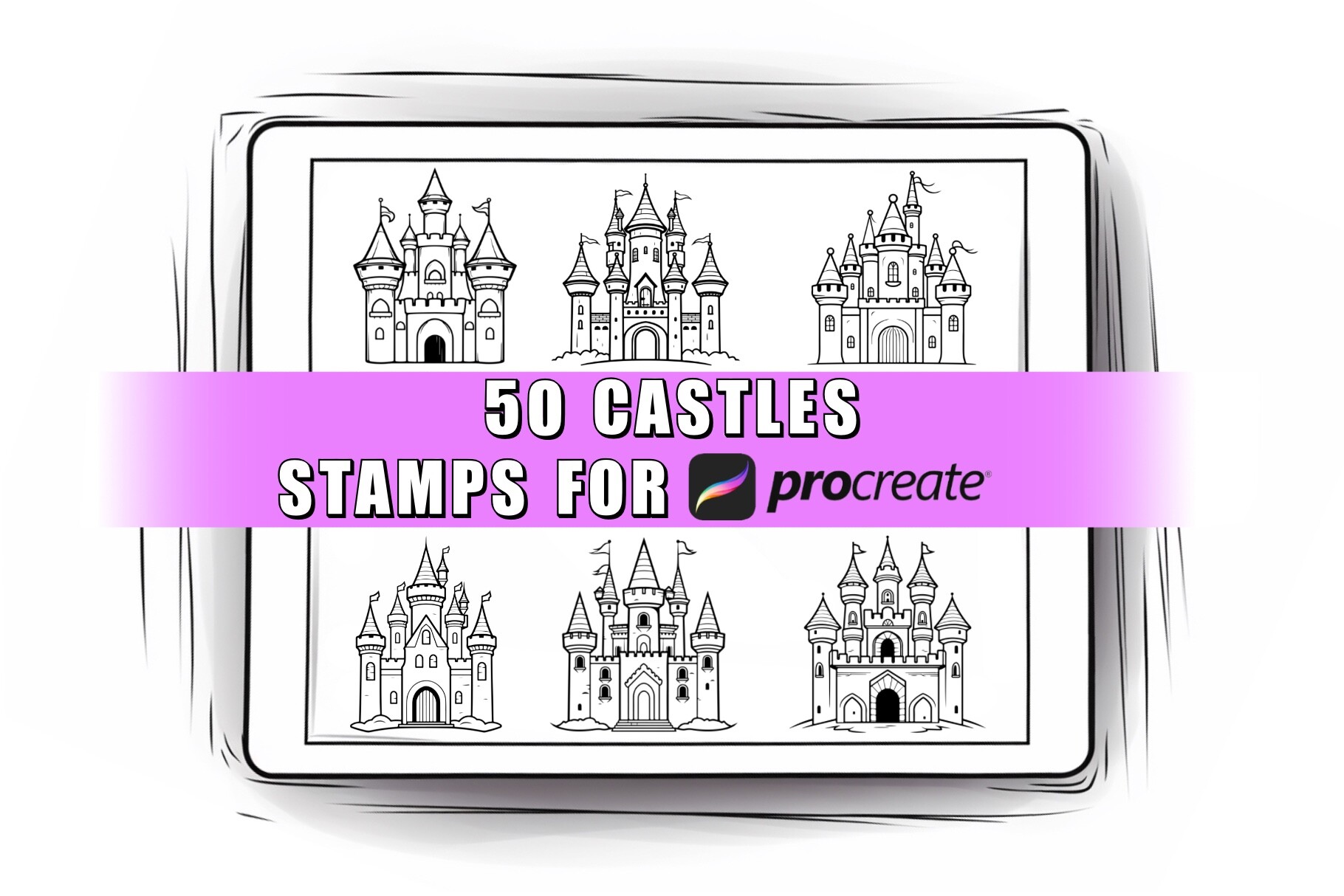 50 Castle Procreate Stamps Brushes Graphic by ProcreateSale · Creative ...