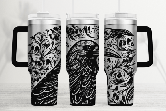 Black Raven 40oz Laser Tumbler Wrap SVG