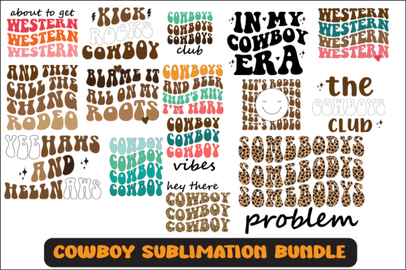 Preview of Cowboy Svg Sublimation Design Bundle T-shirt, sticker, and sublimation design