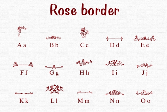 Rose Border Font PNG with transparent background - Preview 1
