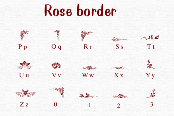Rose Border Font PNG with transparent background - Preview 2