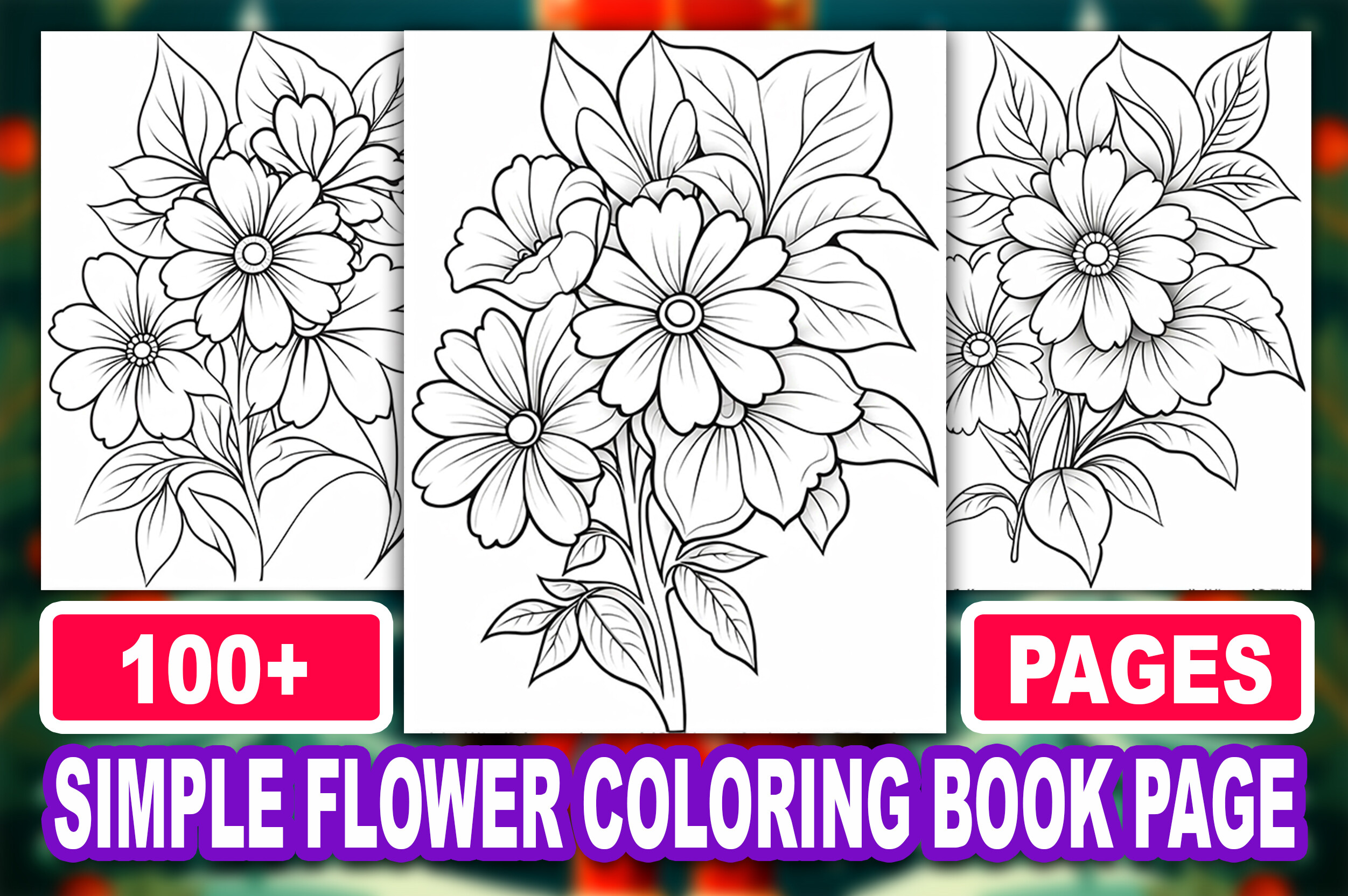 Simple Flower Coloring Book Page