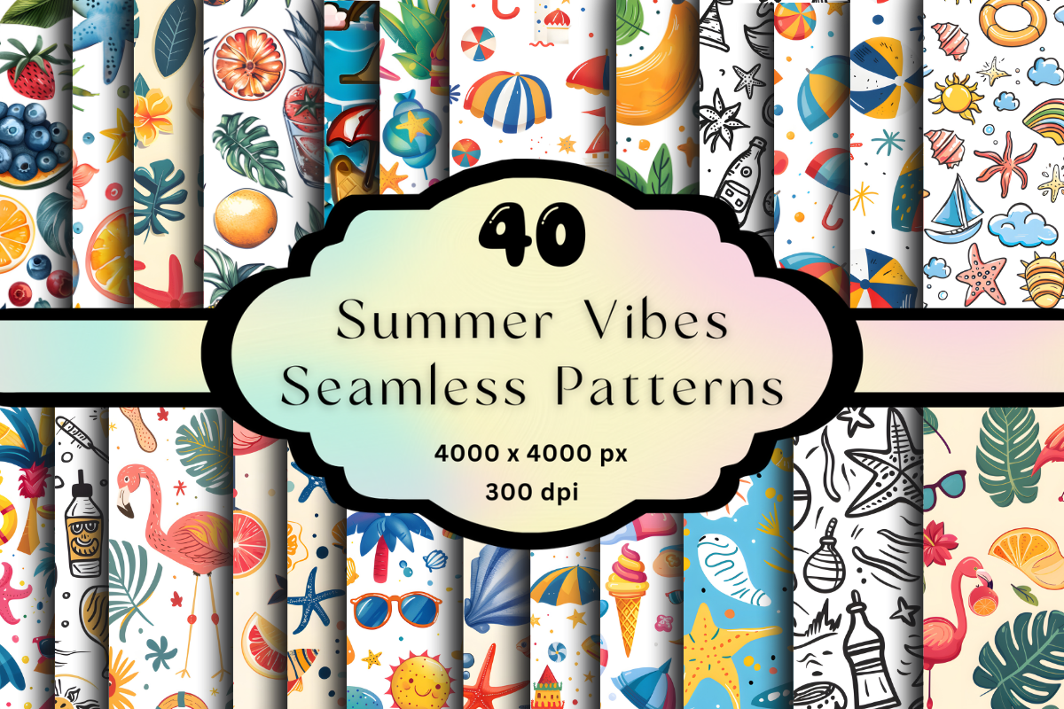 Summer Vibes Seamless Patterns Graphic by No11 Digital Art · Creative ...