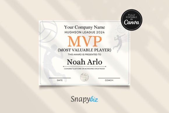 Volleyball Award Certificates Editable