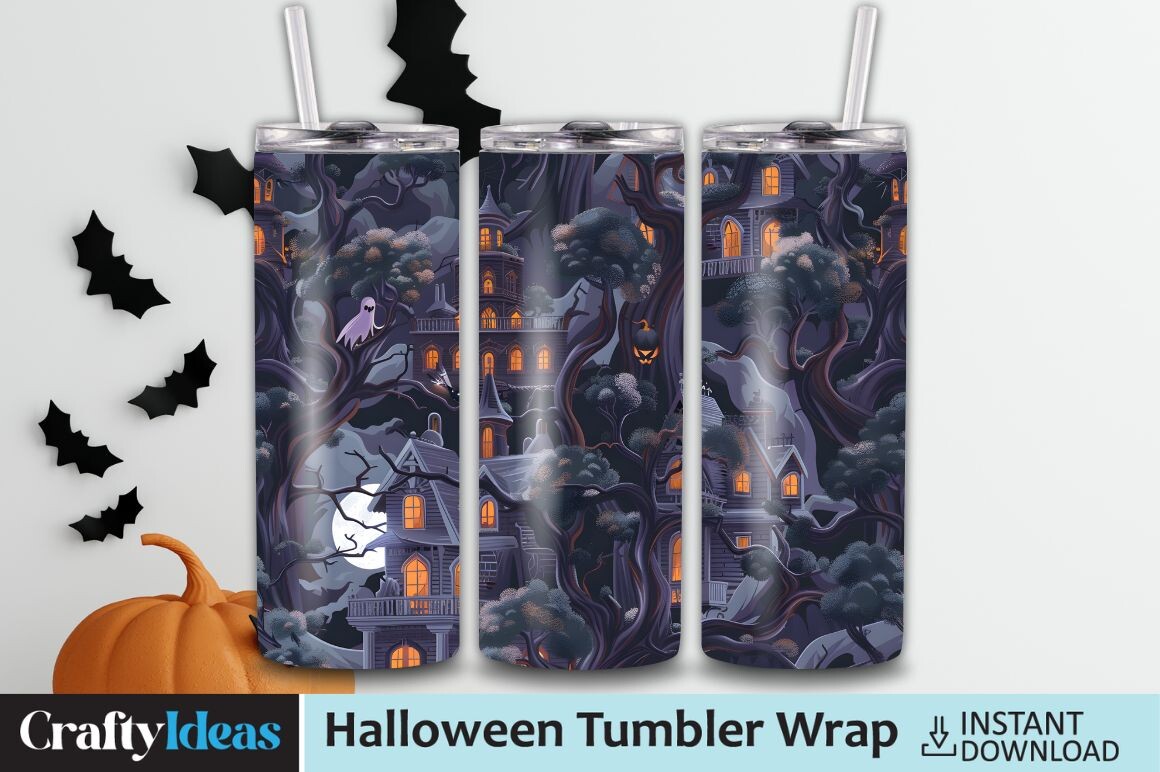 3D Halloween Tumbler Wrap Designs Graphic by CraftyIdeas · Creative Fabrica