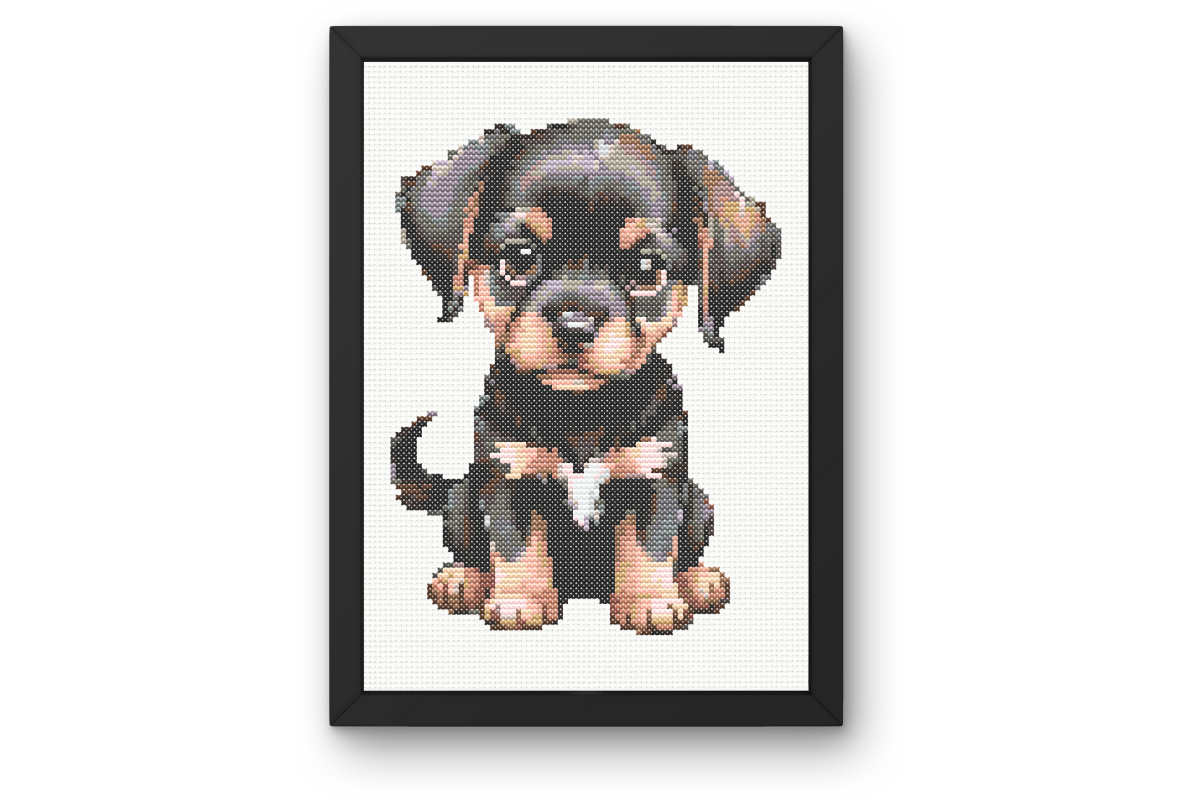 Black and Tan Puppy Cross Stitch Pattern