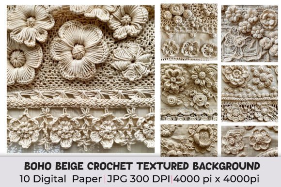 Boho Beige Crochet Textured Background