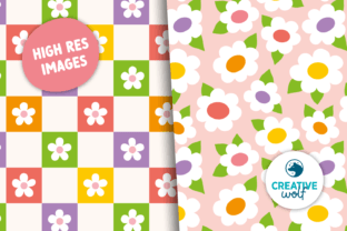 Bold Florals and Checkers Patterns Graphic by Creative Wolf Design ...