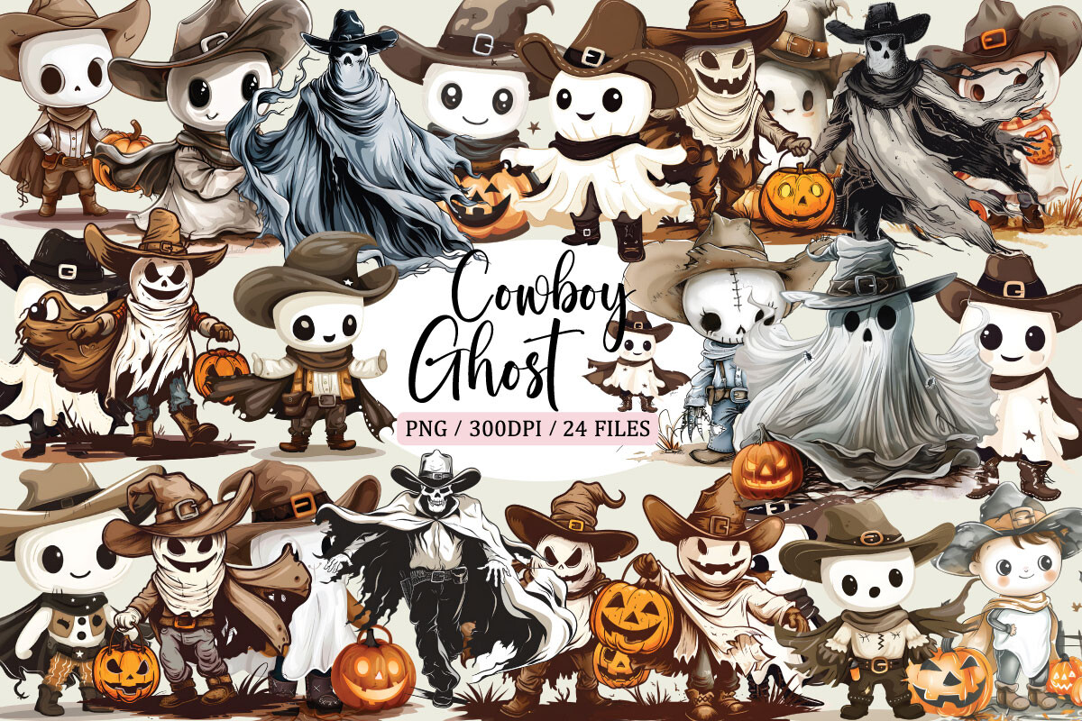 Cowboy Ghost Sublimation Clipart Graphic by CraftyIdeas · Creative Fabrica