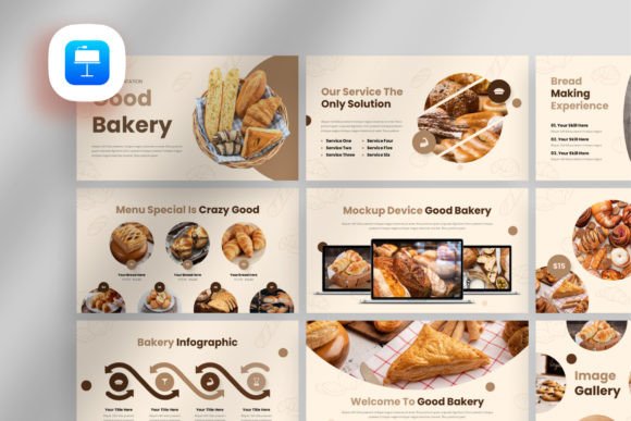 Preview of Creative Bakery Shop Keynote Template food presentation template