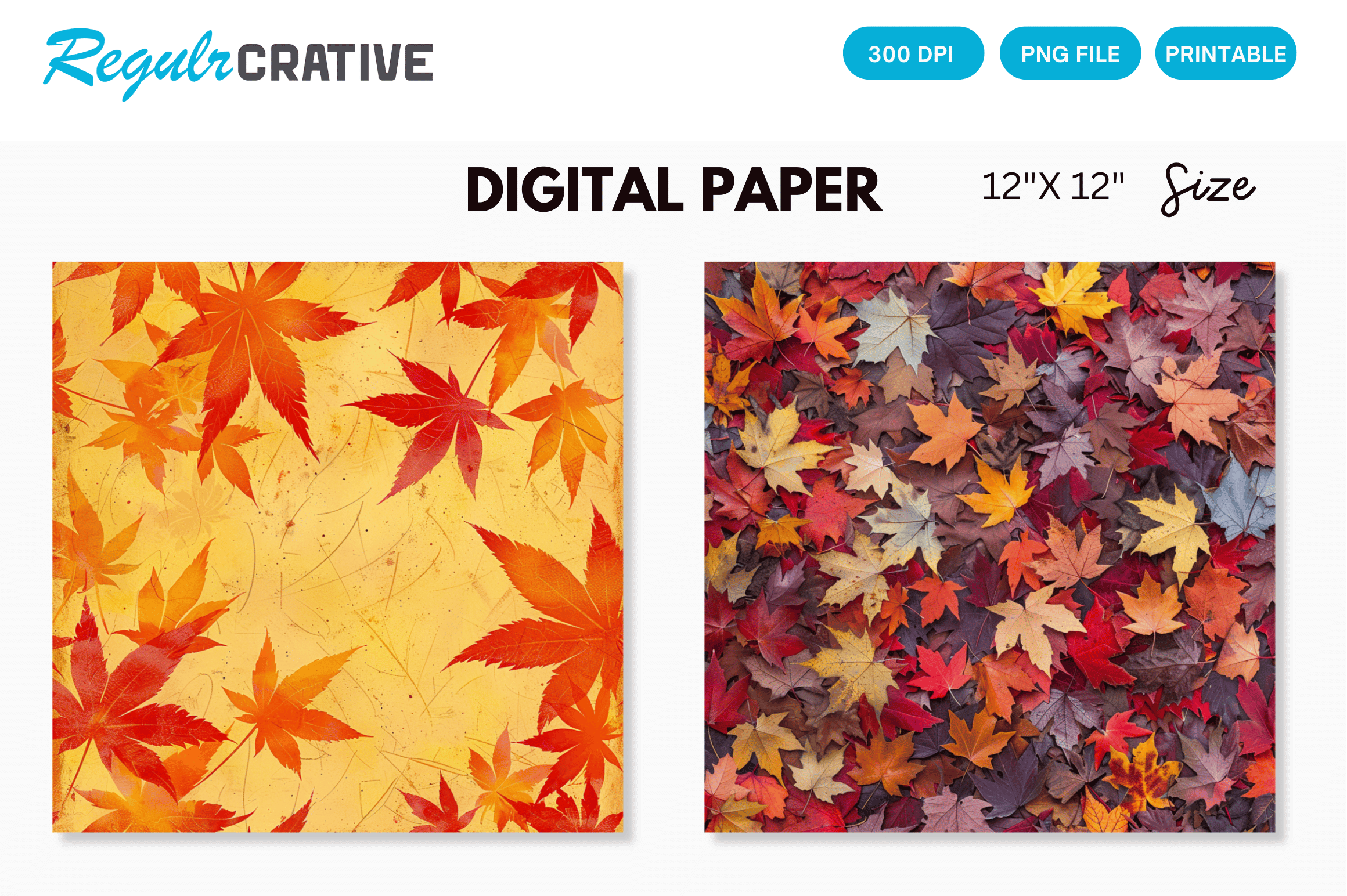Fall Maple Leaves Texture Digital Paper Graphic by Regulrcrative ...