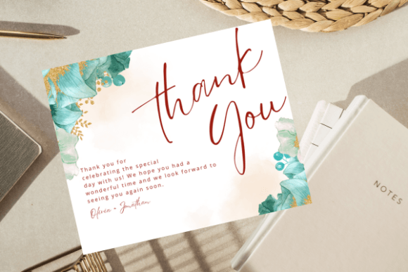 Teal Wedding Thank You Canva Template