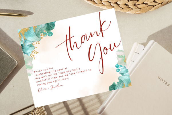 Teal Wedding Thank You Canva Template