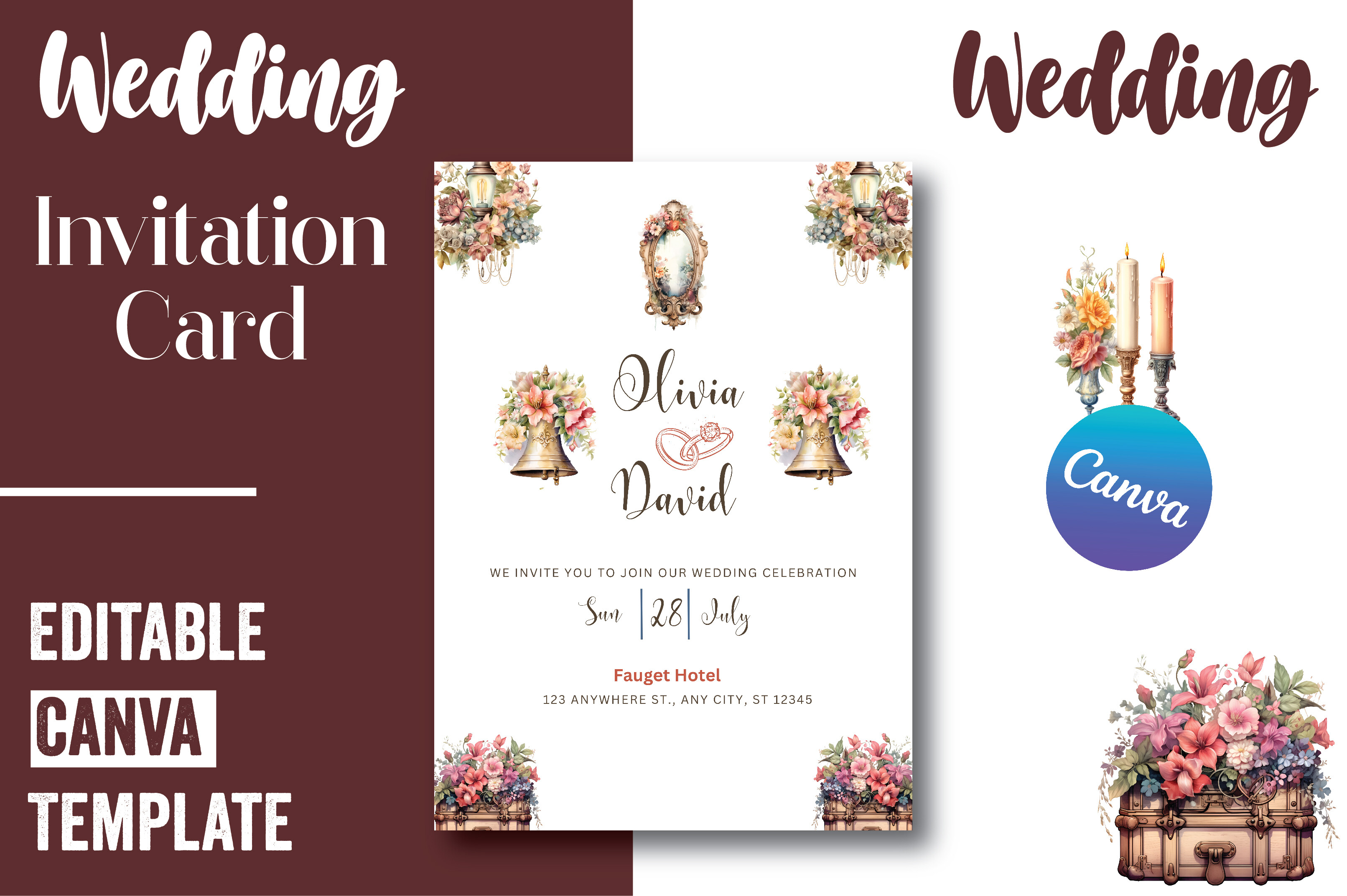 Victorian Wedding Invitation Card Canva