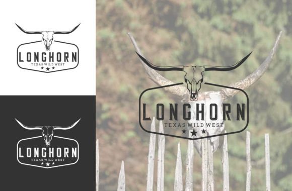Longhorn Badge Logo Vector Vintage