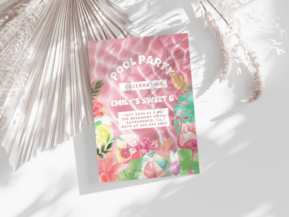 Editable Pool Party Invite Canva