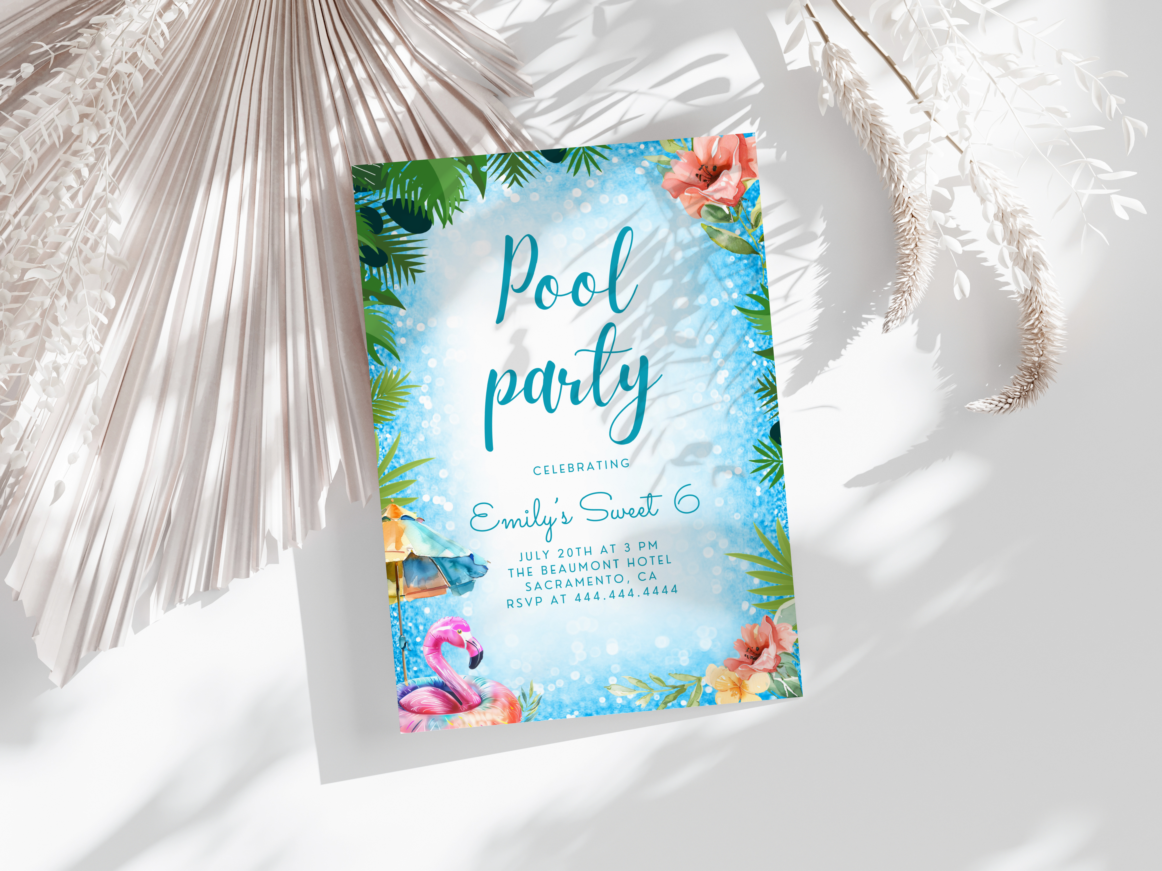 Editable Pool Party Invite Canva