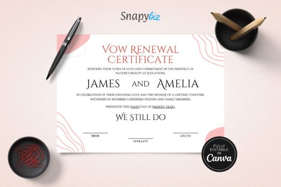 Editable Vow Renewal Certificate