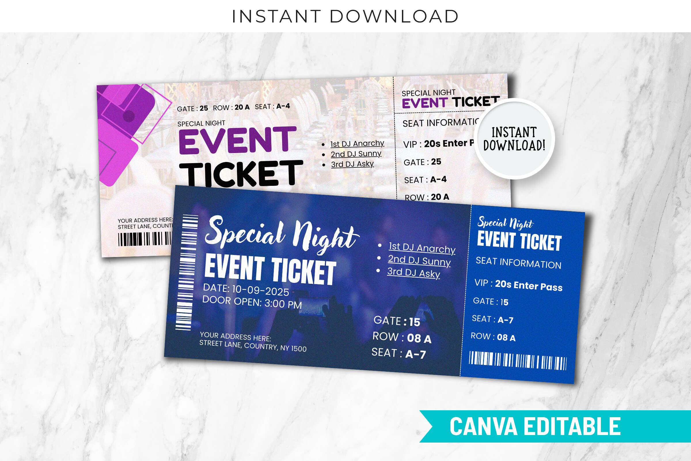 Event Ticket Canva Template