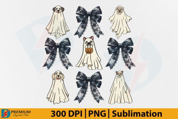 Halloween Dog Ghost PNG Coquette Bow Graphic by Premium Digital Files ...
