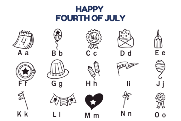 Happy Fourth of July Font PNG with transparent background - Preview 1