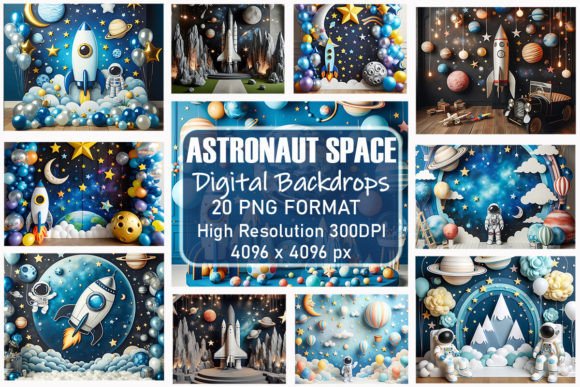 Preview of Space Themed Digital Backdrops Bundle digital backdrop