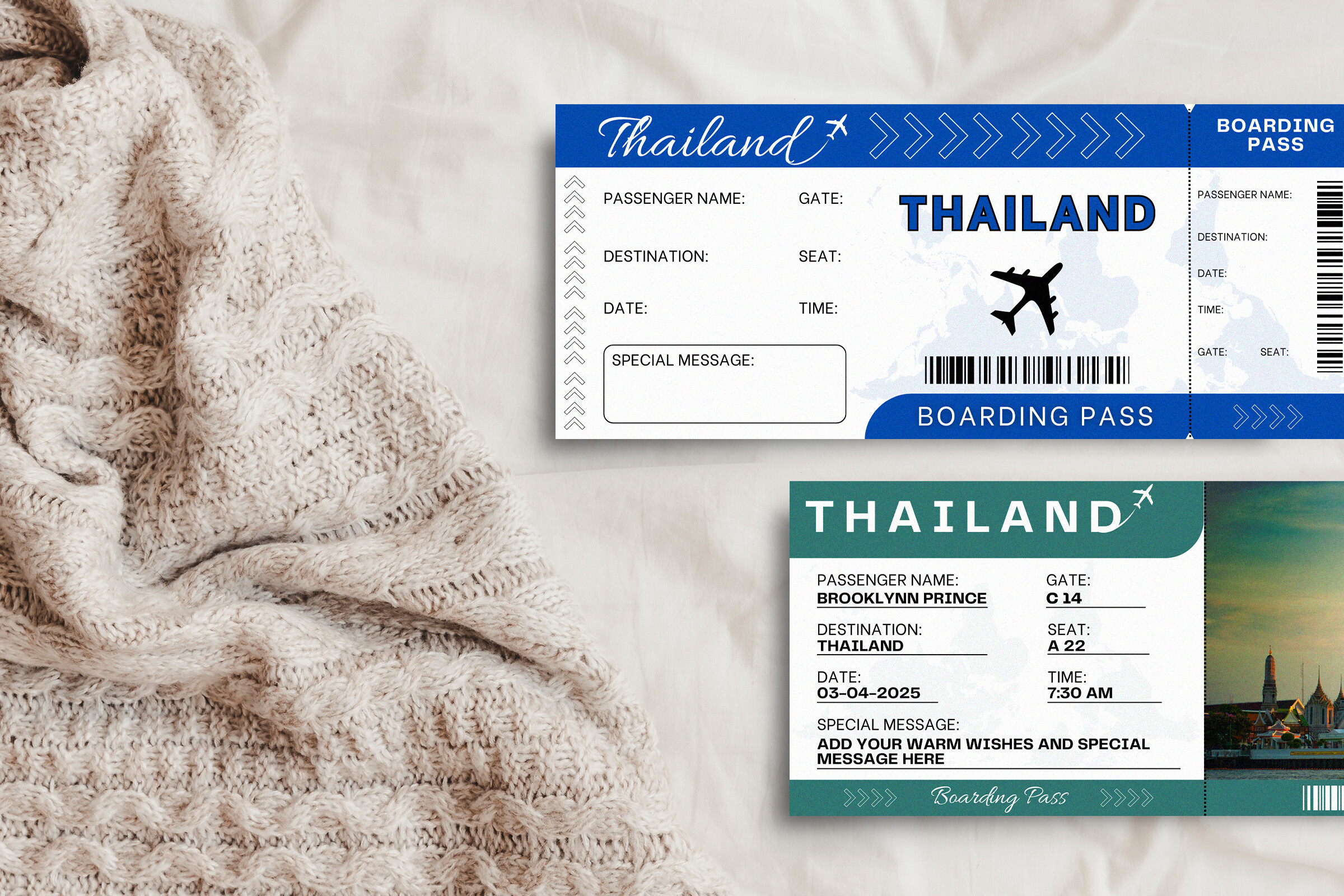 Thailand Trip Surprise Gift Ticket Canva