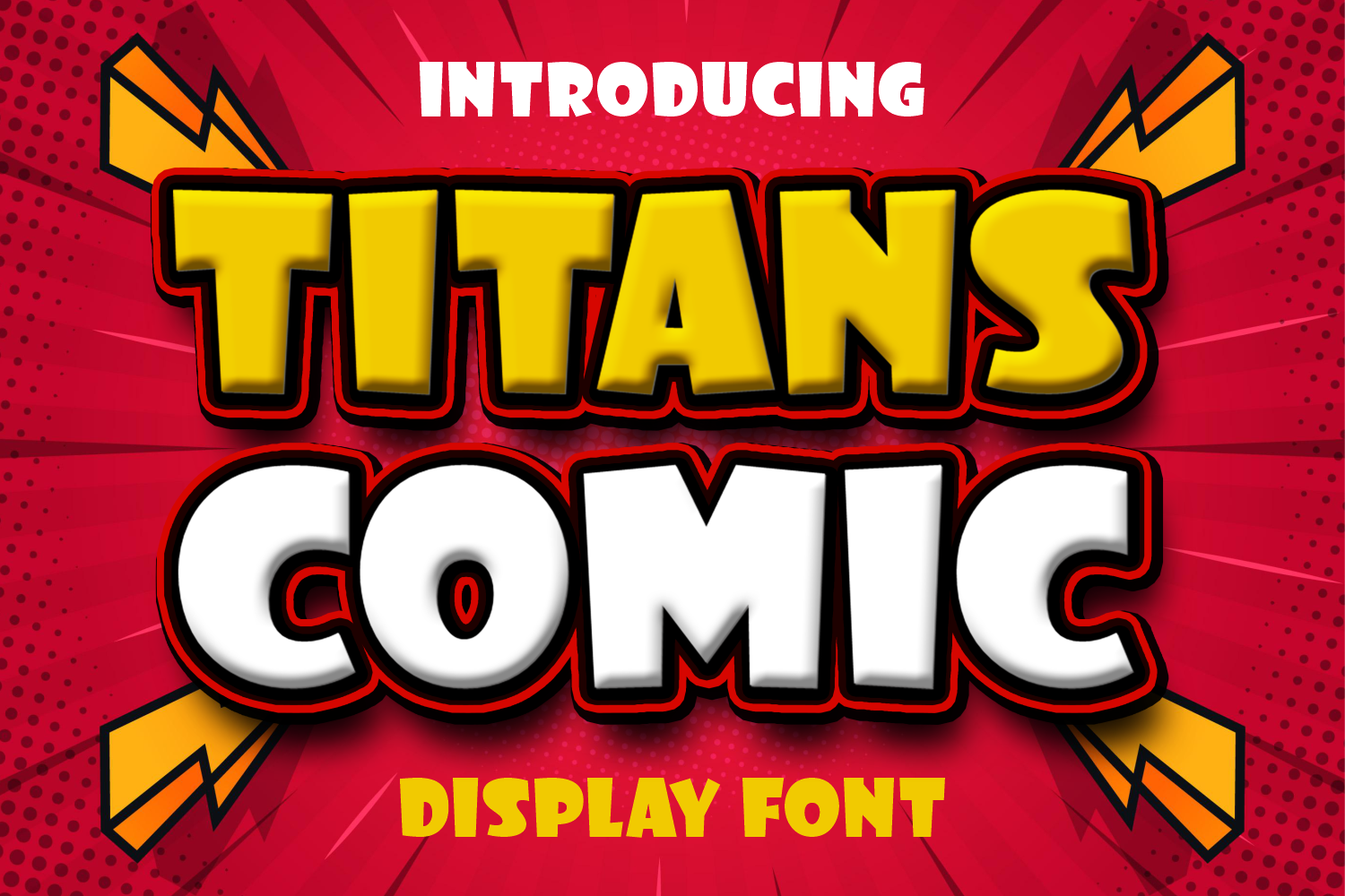 Titans Comic preview, a dynamic superhero display font with bold letterforms