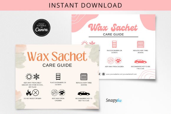 Wax Sachet Care Card Template Graphic Business Cards By SnapyBiz