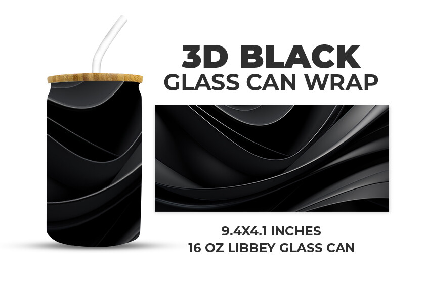 3D Black Glass Can Wrap Graphic by Creative World · Creative Fabrica