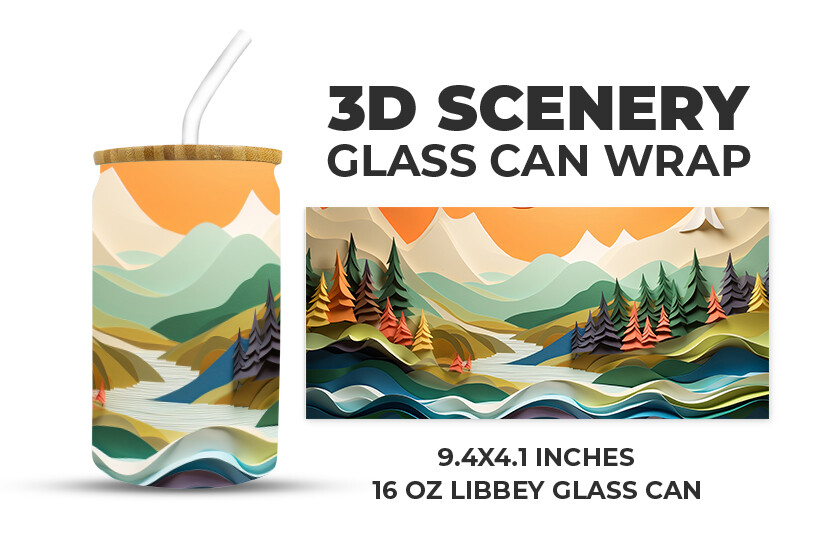 3D Scenery Glass Can Wrap Graphic by Creative World · Creative Fabrica