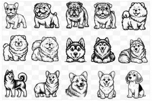 50 Line Art Dogs Graphic by littlebeeshop · Creative Fabrica