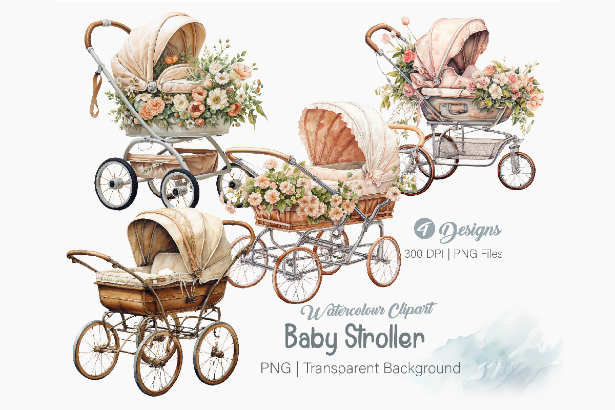 Baby Stroller Clipart, PNG Bundle Graphic by Creationx Space · Creative ...