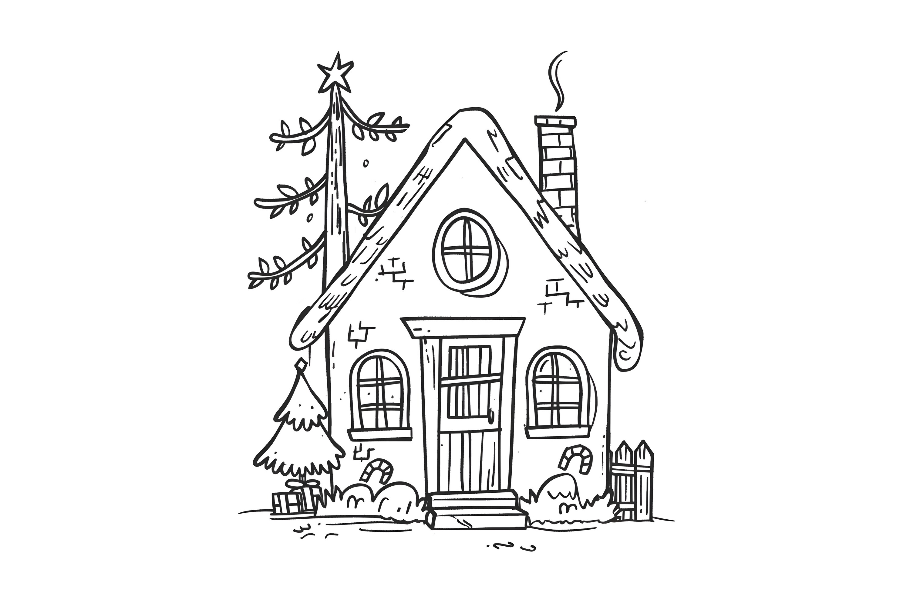 Christmas House Coloring Page for Adult Graphic by Forhadx5 · Creative ...