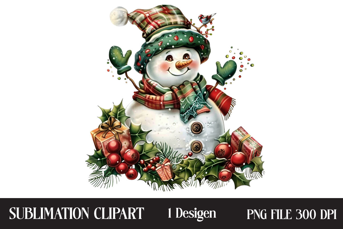 Christmas Snowman Clipart Graphic by Creative Design House · Creative ...