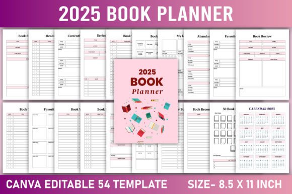 Editable 2025 Book Planner Canva